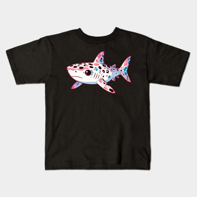 Kawaii Pink Leopard Shark Kids T-Shirt by TomFrontierArt